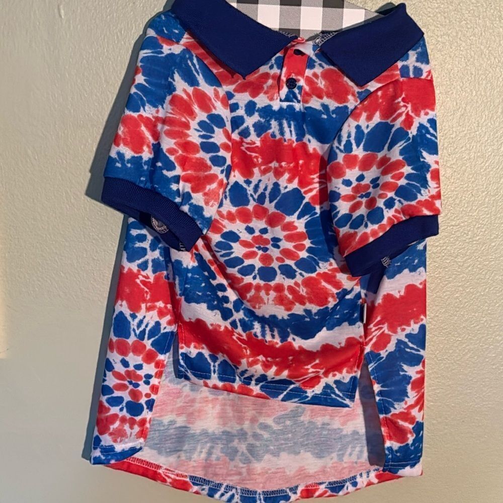Patriotic, dog collared shirt